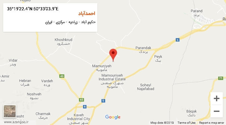 روستای احمدآباد بر روی نقشه