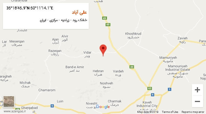 روستای علی آباد بر روی نقشه