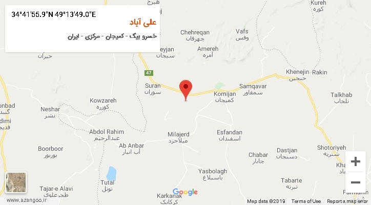 روستای علی آباد بر روی نقشه