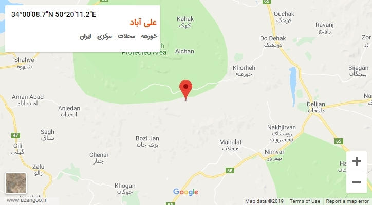 روستای علی آباد بر روی نقشه