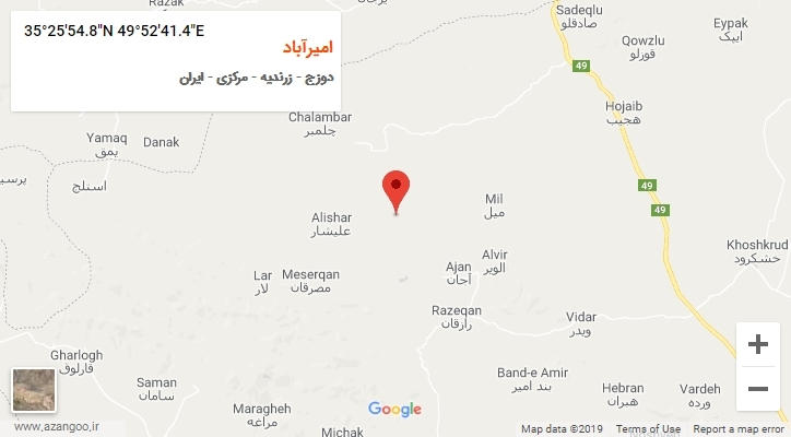 روستای امیرآباد بر روی نقشه