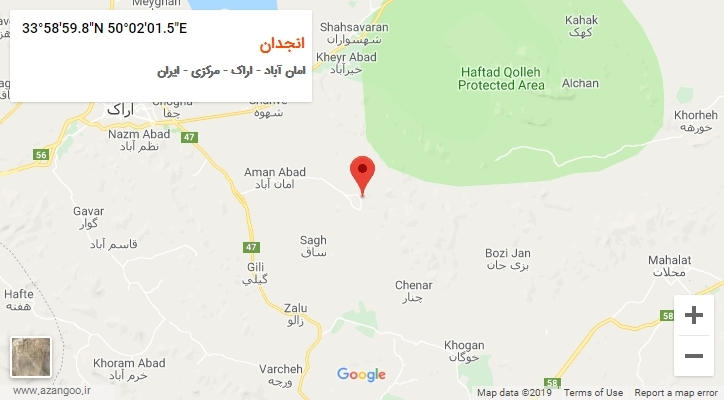 روستای انجدان بر روی نقشه