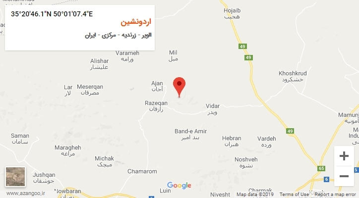 روستای اردونشین بر روی نقشه