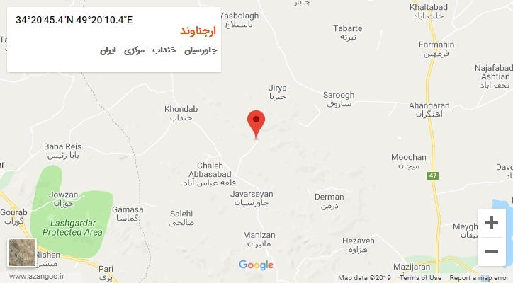 روستای ارجناوند بر روی نقشه