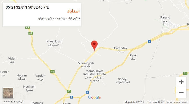 روستای اسدآباد بر روی نقشه