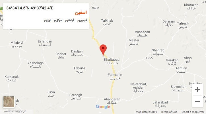 روستای اسفین بر روی نقشه