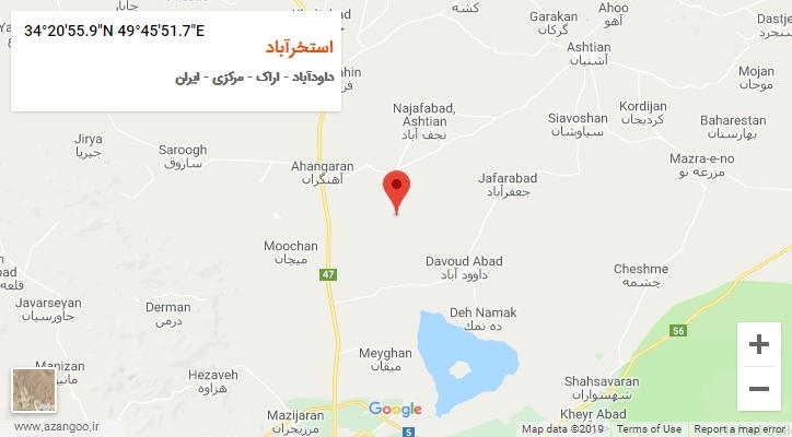 روستای استخرآباد بر روی نقشه