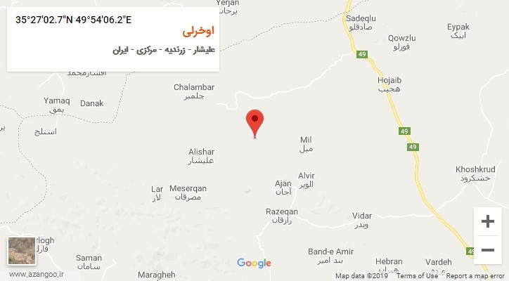روستای اوخرلی بر روی نقشه