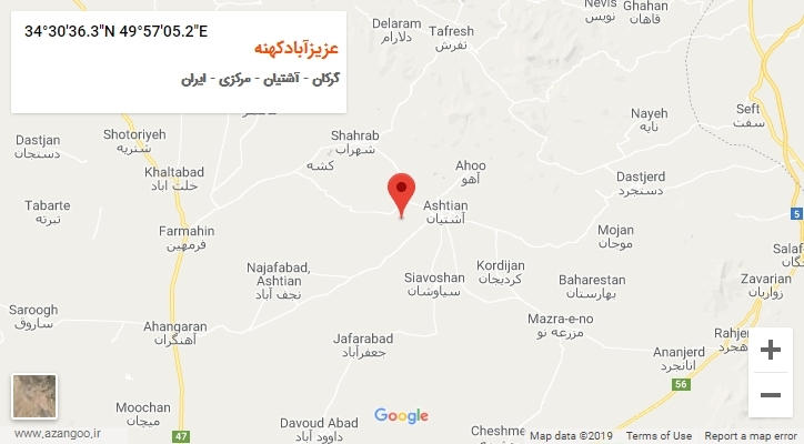 روستای عزیزآبادکهنه بر روی نقشه