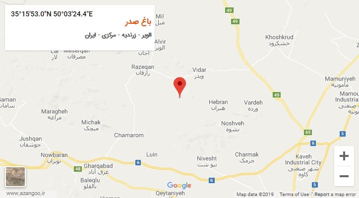 روستای باغ صدر بر روی نقشه