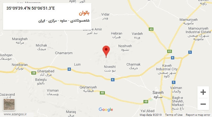 روستای بالوان بر روی نقشه