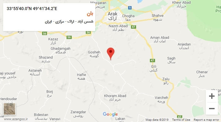 روستای بان بر روی نقشه