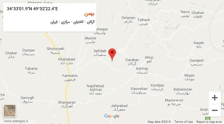 روستای بهمن بر روی نقشه