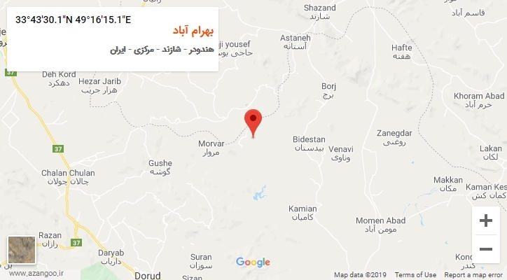 روستای بهرام آباد بر روی نقشه