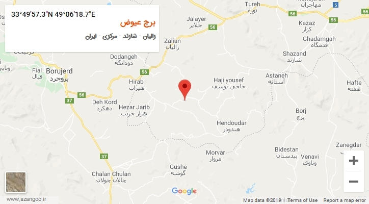 روستای برج عیوض بر روی نقشه