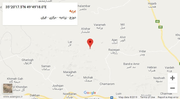 روستای بریه بر روی نقشه