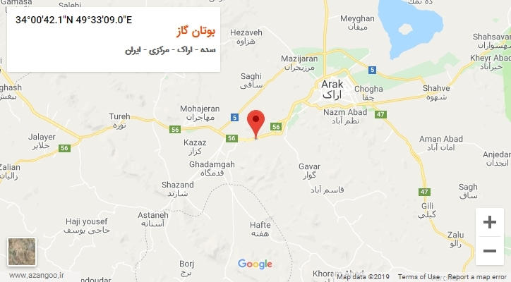 روستای بوتان گاز بر روی نقشه