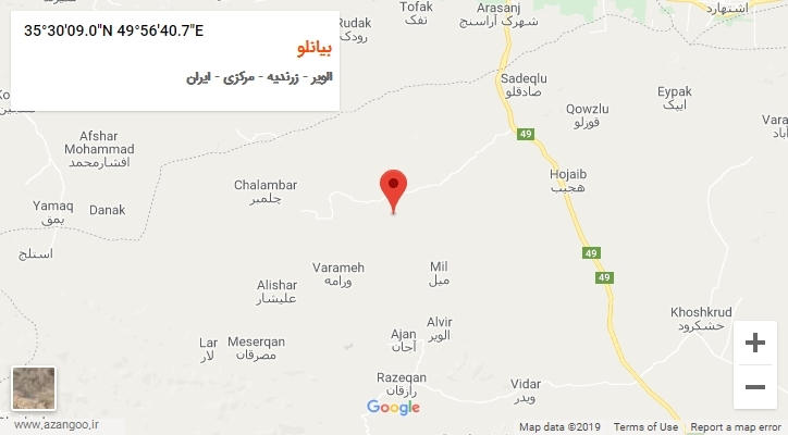 روستای بیانلو بر روی نقشه