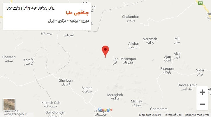 روستای چناقچی علیا بر روی نقشه