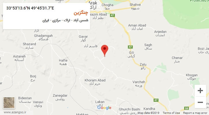 روستای چنگزین بر روی نقشه