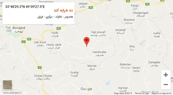روستای ده خرابه کند بر روی نقشه