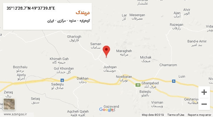 روستای دربندک بر روی نقشه