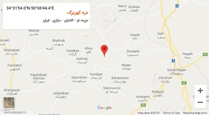 روستای دره کهریزک بر روی نقشه