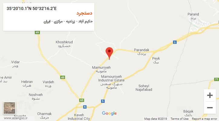 روستای دستجرد بر روی نقشه