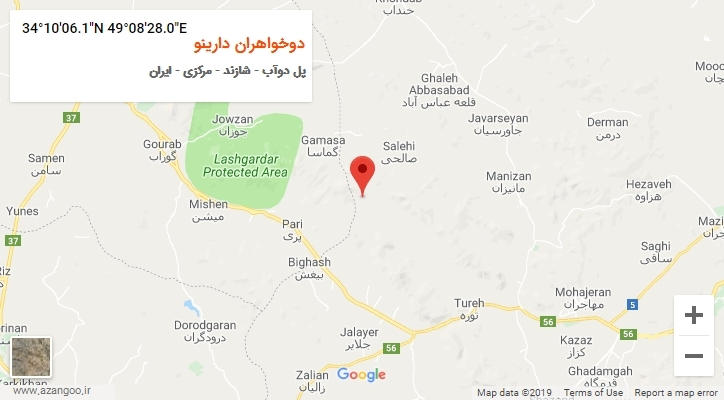 روستای دوخواهران دارینو بر روی نقشه