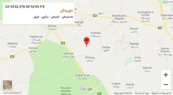 روستای دوریدان بر روی نقشه