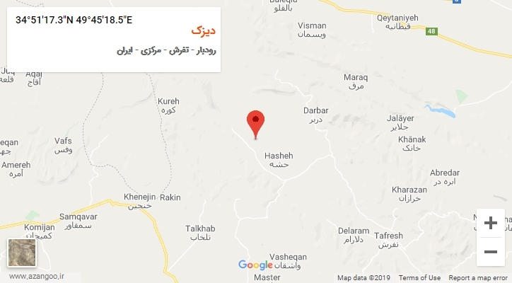 روستای دیزک بر روی نقشه