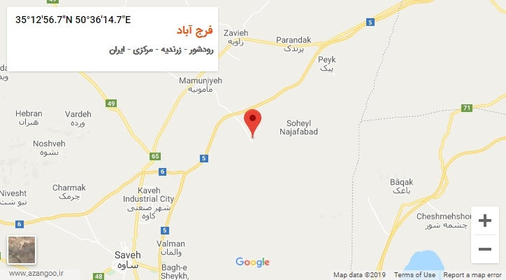 روستای فرج آباد بر روی نقشه