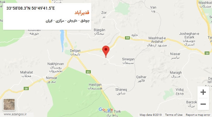 روستای قدیرآباد بر روی نقشه