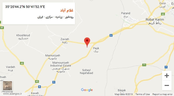 روستای غلام آباد بر روی نقشه