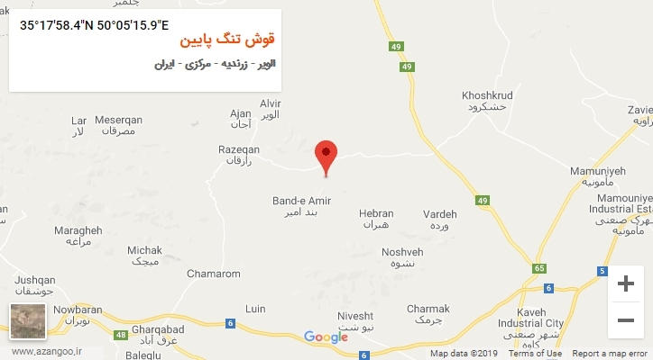 روستای قوش تنگ پایین بر روی نقشه