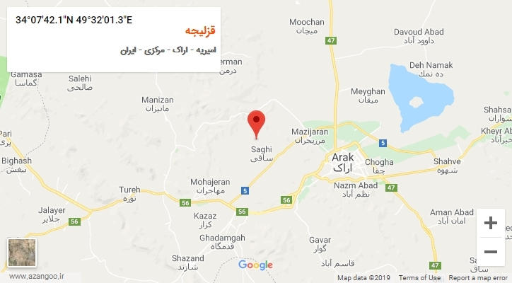 روستای قزلیجه بر روی نقشه