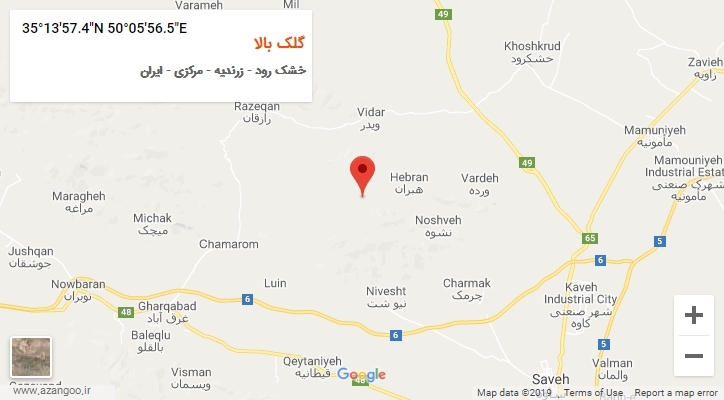 روستای گلک بالا بر روی نقشه