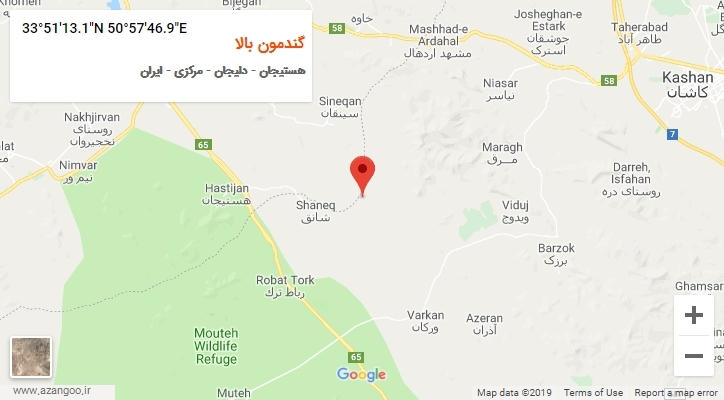 روستای گندمون بالا بر روی نقشه