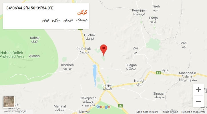 روستای گرگان بر روی نقشه