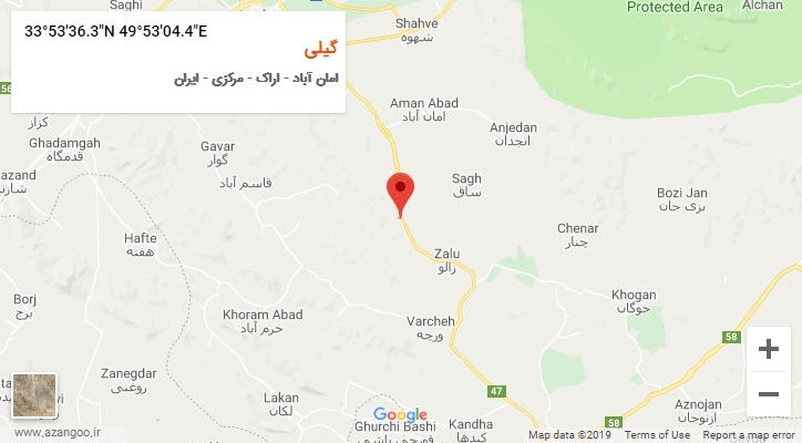 روستای گیلی بر روی نقشه