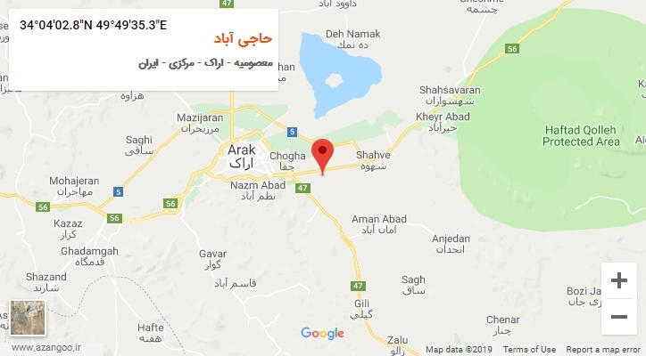 روستای حاجی آباد بر روی نقشه