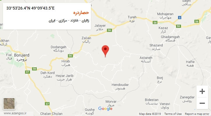 روستای حصاردره بر روی نقشه