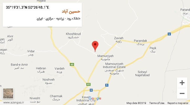 روستای حسین آباد بر روی نقشه