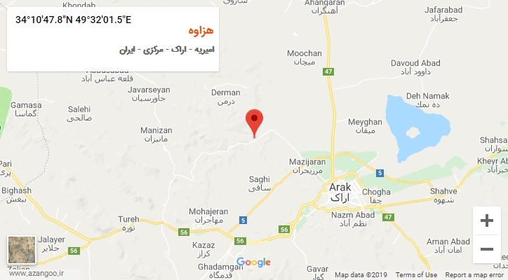 روستای هزاوه بر روی نقشه