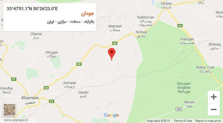 روستای جودان بر روی نقشه