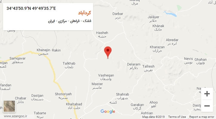 روستای کردآباد بر روی نقشه
