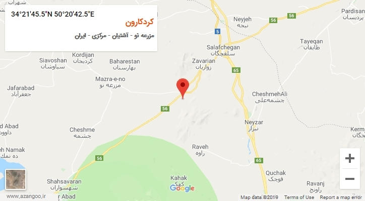 روستای کردکارون بر روی نقشه