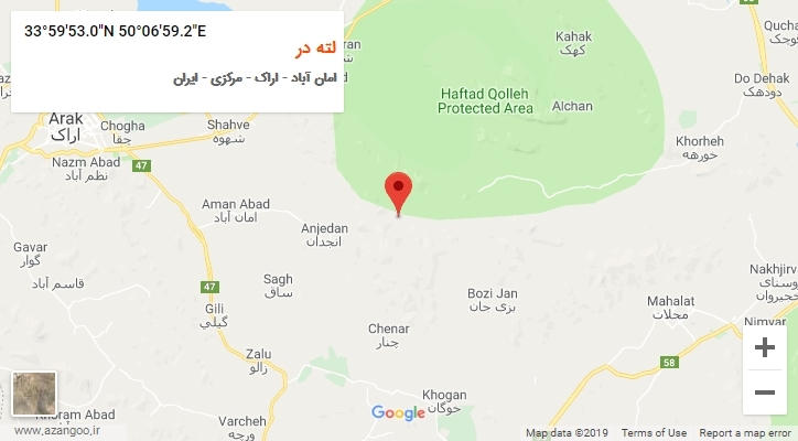 روستای لته در بر روی نقشه