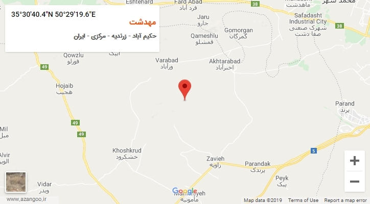 روستای مهدشت بر روی نقشه