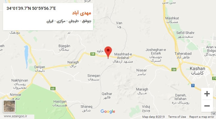روستای مهدی آباد بر روی نقشه